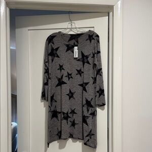 Gray Star Print Tunic Dress